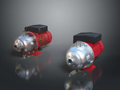 Red and Silver Pumps with Black Tops on Black Background with Reflections 3d model