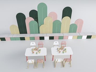 Modern Children's Table and Chair Children's Furniture Children's Jewelry Children's Decorative Wall model