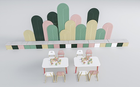 Modern Children's Table and Chair Children's Furniture Children's Jewelry Children's Decorative Wall 3d model