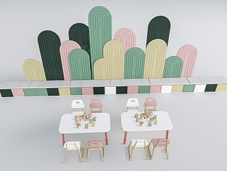 Modern Children's Table and Chair Children's Furniture Children's Jewelry Children's Decorative Wall 3d model