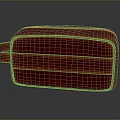 Red Leather Toiletry Bag With Strap And Stitched Details For Daily Use