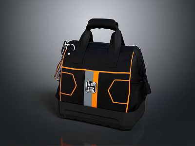 DEWALT Black Utility Tool Bag With Orange Stripe And Hexagon Pattern Handle 3d model