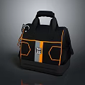 DEWALT Black Utility Tool Bag With Orange Stripe And Hexagon Pattern Handle 3d model