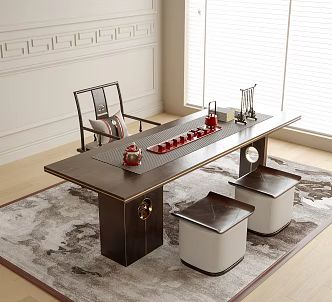 Modern Tea Table and Chair Stool Tea Table Tea Chair 3d model