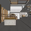 Modern Open Concept Dessert Shop Interior With Glass Display Case And Bar Counter
