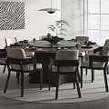 New Chinese-style Round Dining Table and Chair Combination 3d model