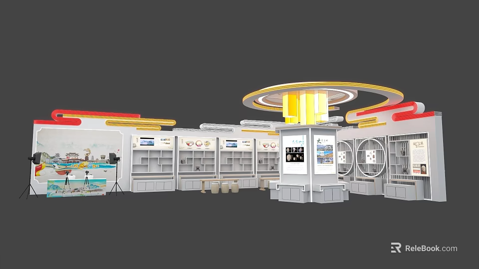 Modern Tobacco Liquor Store Interior With Shelves Product Displays And Lighting 3d model 