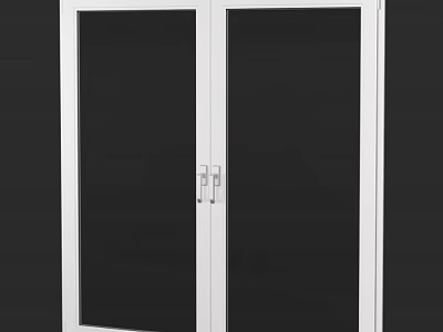 Double Casement Windows With White Frame Dark Glass And Handle Design 3d model