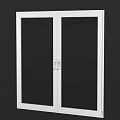 Double Casement Windows With White Frame Dark Glass And Handle Design 3d model