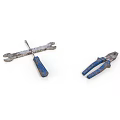 Practical Vintage Hand Tools Set With Blue Handles Wrench And Pliers