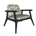 Modern Leisure Chair With Wooden Frame Armrests And Patterned Upholstered Seat Backrest