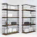 Industrial Style Storage Shelves With Metal Frame And Wooden Multi Tier Design