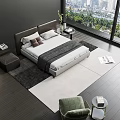 Modern Minotti Background Double Bed 3d model