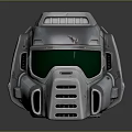 Silver Metallic Sci Fi Helmet Design With Green Visor And Ventilation Grills