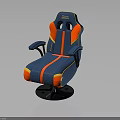 Modern Ergonomic Blue Gaming Chair With Red Yellow Accents Swivel Base Furniture Design