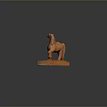 Orange Red Terracotta Horse Statue Featuring Saddle Standing On Decorative Base