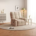 Beige Single Recliner Sofa on Round Rug with Green Floor Lamp and Side Table