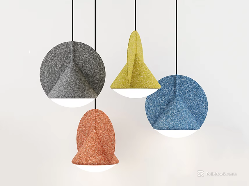 Modern Pendant Lights with Multiple Colors and Different Shapes on White Background 3d model