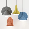 Modern Pendant Lights with Multiple Colors and Different Shapes on White Background 3d model