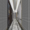 Modern Shop Front Desk Interior With Marble Wall Reception Desk Decorative Plants And Lighting