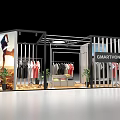 GMARTHION Fashion Exhibition Booth With Hanging Clothes Model Poster And Plants