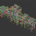 Industrial Building Steel Frame Structure With Multi Level Platforms And Support Columns