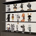 Stylish Decorative Dolls Collection With Animal Robot Astronaut Designs On Shelves