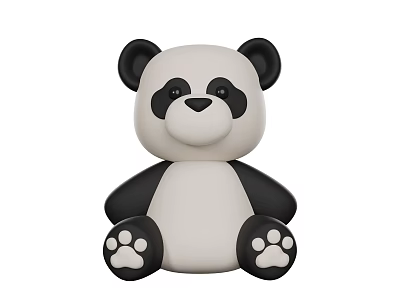 Cute Black And White Sitting Panda Toy With Soft Paw Details 3d model