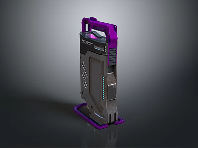 Purple And Gray Tech Device With Purple Stand Detailed Texture And Indicator Lights 3d model