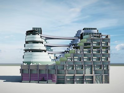 Modern Multi storey Residential Building With Glass Curtain Walls And Unique Architectural Design 3d model