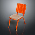 Modern Orange Wooden Single Chair with Beige Cushion Stylish Design Frame