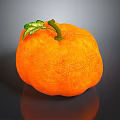 Orange Textured Pumpkin With Green Leaf And Vine On Dark Background