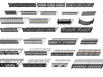 Various Decorative Fence Designs With Ornamental Patterns For Home Garden And Outdoor Use 3d model