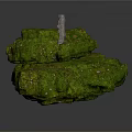 Moss Covered Rock Formation with Gray Stone Pillar as Natural Scenery Component