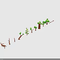 Cartoon Style Trees with Brown Trunks Green Leaves and Left to Right Trunk Leaf Variations