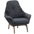 Gray Fabric Upholstered Modern Office Chair With Wooden Legs And Comfortable Padded Seat