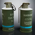 Green M83 Smoke Grenades With Blue Stripes And Warning Labels