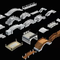 Various Bridge Models Collection Featuring Different Architectural Designs And Structures 3d model