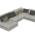 Modern Light Gray Sectional Sofa With Multiple Soft Pillows And Comfortable Design 3d model