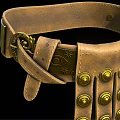 Vintage Leather Belt Design With Intricate Metal Buckle And Decorative Golden Rivets