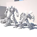 Transformers Characters Optimus Prime Bumblebee And Small Robot In City Scene