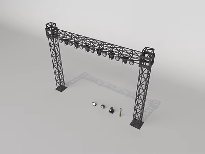Black Metal Truss Mounted Downlights And Spotlights With Fitting Accessories 3d model