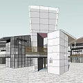 Modern Commercial Complex With Glass Facade Multistorey Structure And Outdoor Plaza