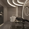 Modern Beauty Hair Salon Interior With Styling Chairs Mirrors And Decorative Lighting