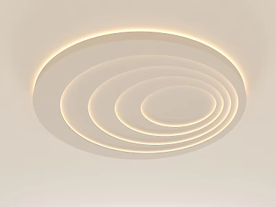 Modern Concentric Ring Ceiling Light With Soft Glow And Minimalist Design 3d model