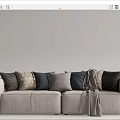Light Gray Two Seater Sofa with Cozy Decorative Cushions and Throw Blanket 3d model