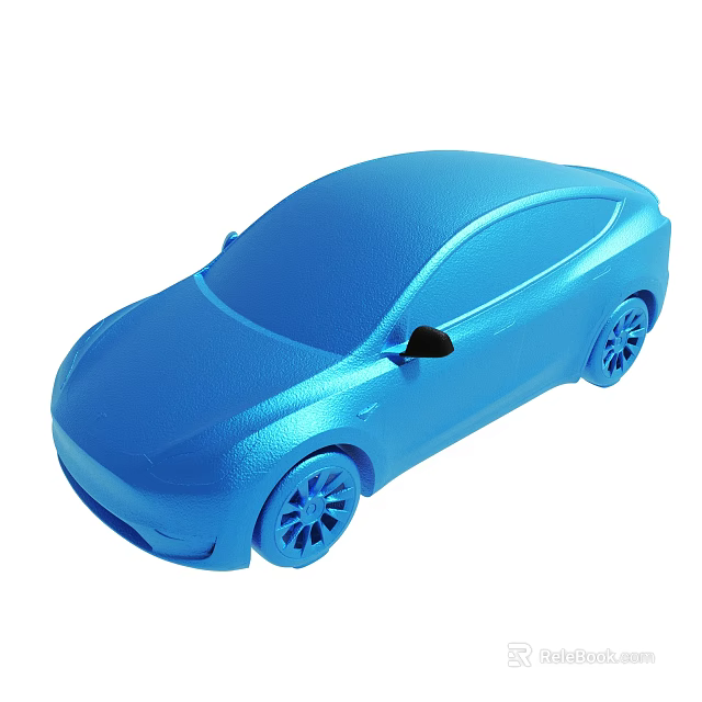 Blue 3D Rendered Car Model With Modern Sleek Design And Glossy Finish 3d model