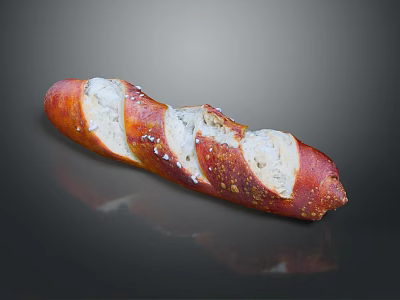 Fresh Red Crust Sliced Bread With Salt Topping And Soft Interior 3d model