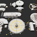 Futuristic Scenic Components With Circular Platforms Structural Modules And Connecting Elements 3d model