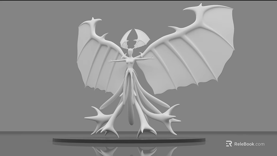 Mystical Game Movie Character 3D Model With Large Wings And Intricate Design 3d model 